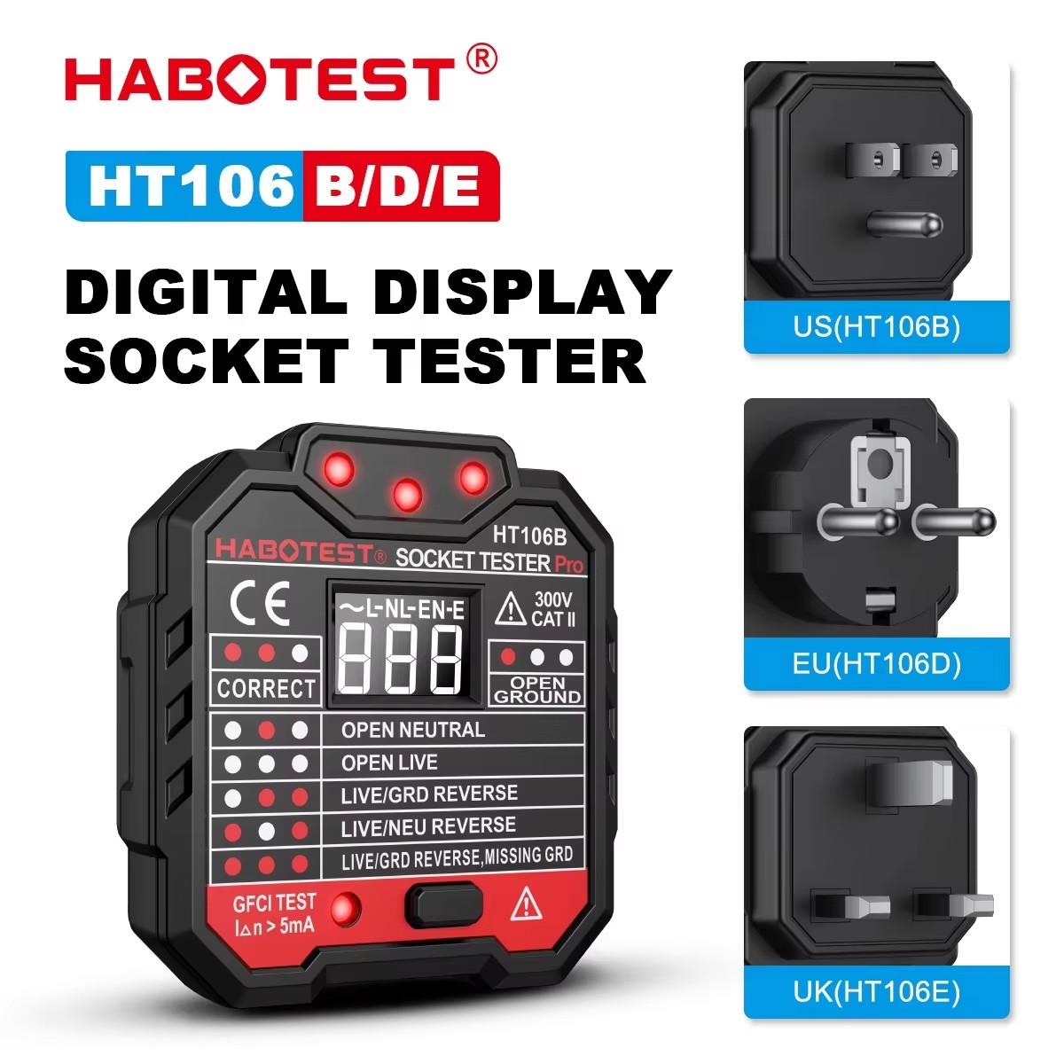 Power Tools Uk Review - HT106 Digitaler Steckdosentester Pro Spannung 30