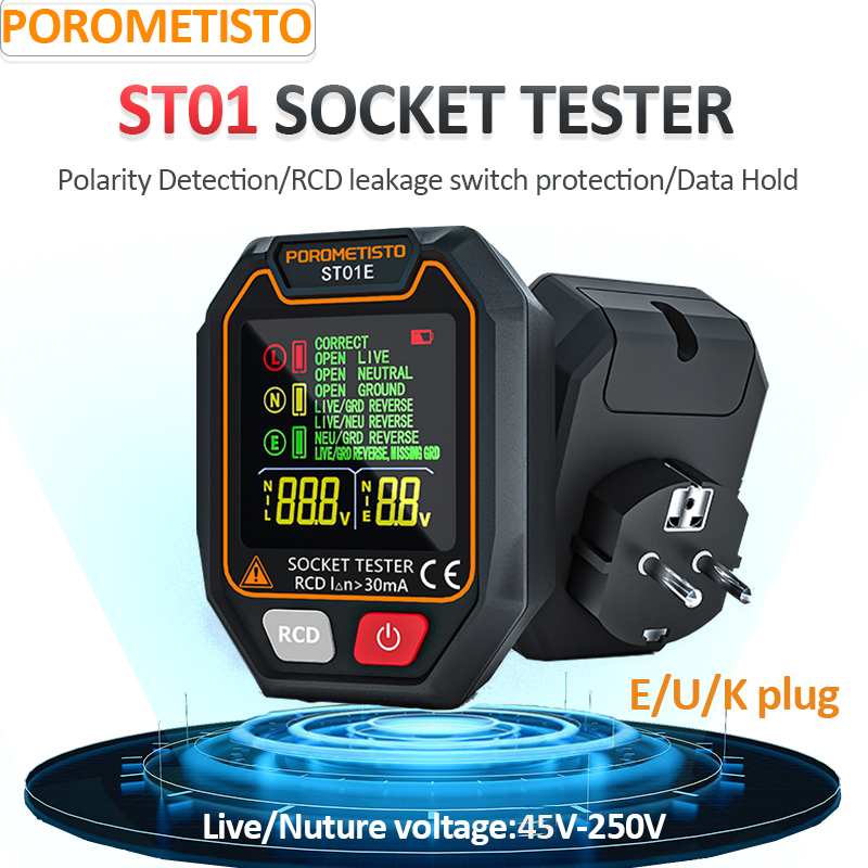 Power Tools Uk Review - POROMETISTO ST01 Digitaler Steckdosentester mit Farbbildschirm