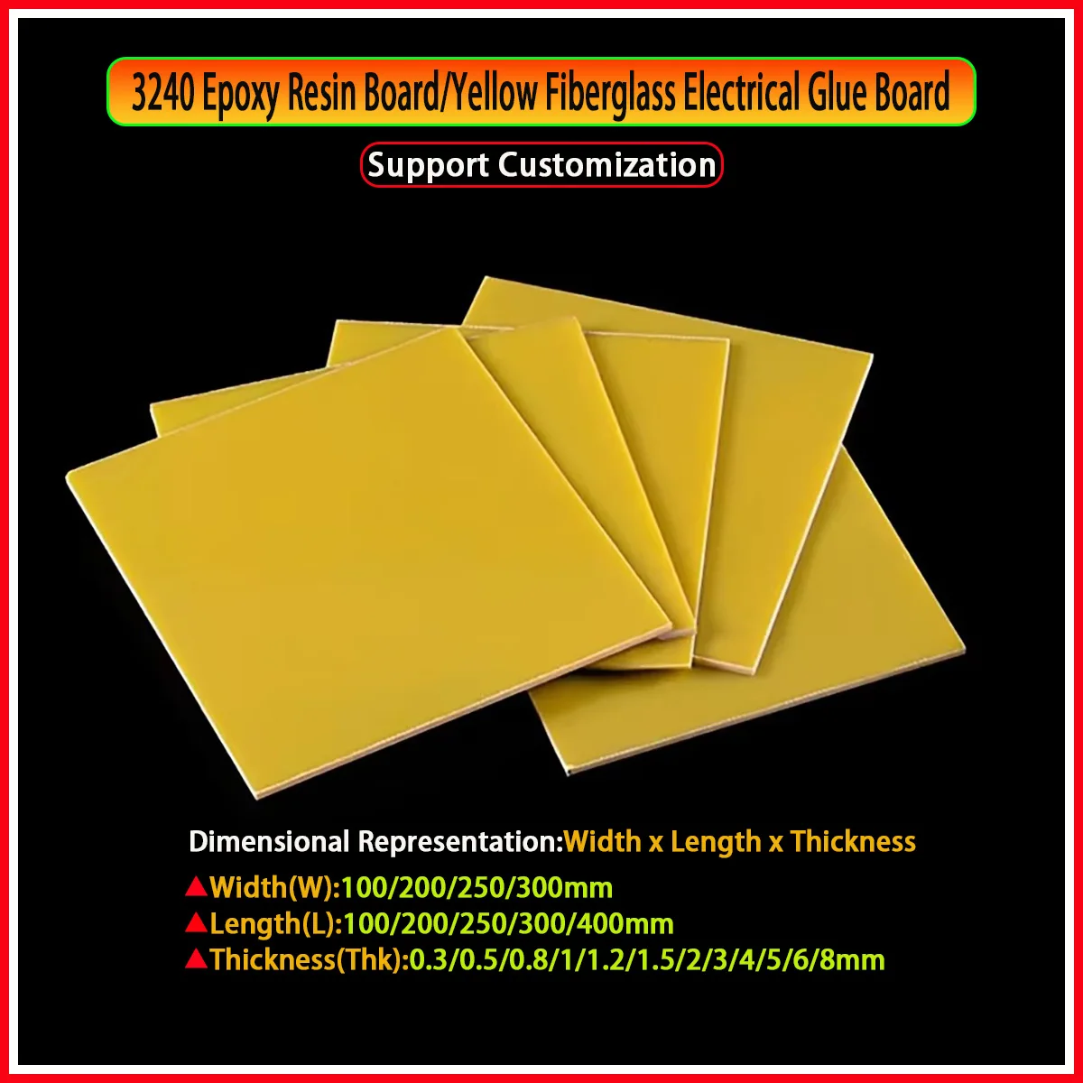 Power Tools Yellow - 3240-Epoxidharzplatine/elektrische Klebeplatte aus gelbem Glasfaser/Hochtemperatur-Isolierplatine/individuelle Verarbeitung